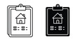 © Vintage Stock - Clipboard icon set with house symbol for real estate property management mortgage application home inspection document rental agreement contract listing