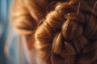 © YanabY - Elegance in Every Braid: Red Curly Hair Styled into a Tight Bun