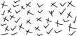 © Bidhan - Abstract pattern of hand-drawn checkmarks and crosses scattered randomly, symbolizing choices, decisions, assessment outcomes, or a mix of approvals and rejections