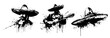 © Katarzyna - Mexican man with sombrero and guitar in grunge ink splatter style
