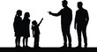 © Mozibur - Children and adults silhouette illustration, pointing gesture communication, generational interaction, family dynamics, growth stages, vector art design, life concept