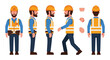 © GDOthoi02 - A series of construction worker poses depicting movement and various angles presented as a flat silhouette high quality professional detailed modern