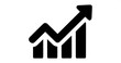 © Ahmed  - Minimal black outline vector icon of three database cylinders arranged left to right with increasing height, above them a zigzag upward arrow pointing to the top right, symbolizing data growth, clean