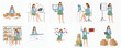 © Grafina - Flat Illustration of Woman Entrepreneur Managing Online Store Business Activities Set