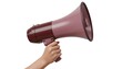 © Mustafa - A hand holding a pink megaphone against a white background