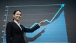 © Mst - Smiling young businesswoman pointing at positive financial growth graph chart