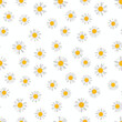 © hadiwijaya - A playful pattern of white daisies with yellow centers on a white background