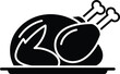 © MdRobiul - Black silhouette of a roasted chicken on a platter bird poultry