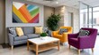 © kardaska - Modern office lobby waiting area with colorful furniture
