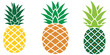 © md - Set of three stylized pineapple fruits in different colors eps 10