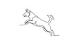 © MdAiyub - One continuous line drawing playful jumping dog minimalist pet vector illustration