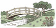 © RABBYMIA - A small wooden bridge over a stream in a park Vector
