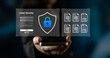 © InfiniteFlow - Visual representation of cyber security showcasing a shield icon and document files, emphasizing the importance of online safety and data protection in the digital age. Ledger