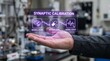 © Umer - Man showcasing synaptic calibration technology with neural scan, dosage sync, and signal scale icons in a laboratory setting for advanced brain research and development.