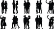 © MdAbdullahAl - Couple silhouettes set, romantic couples taking selfies collection, love relationship people vector illustration pack