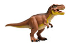 Isolated fierce tyrannosaurus rex dinosaur toy with open mouth and sharp teeth