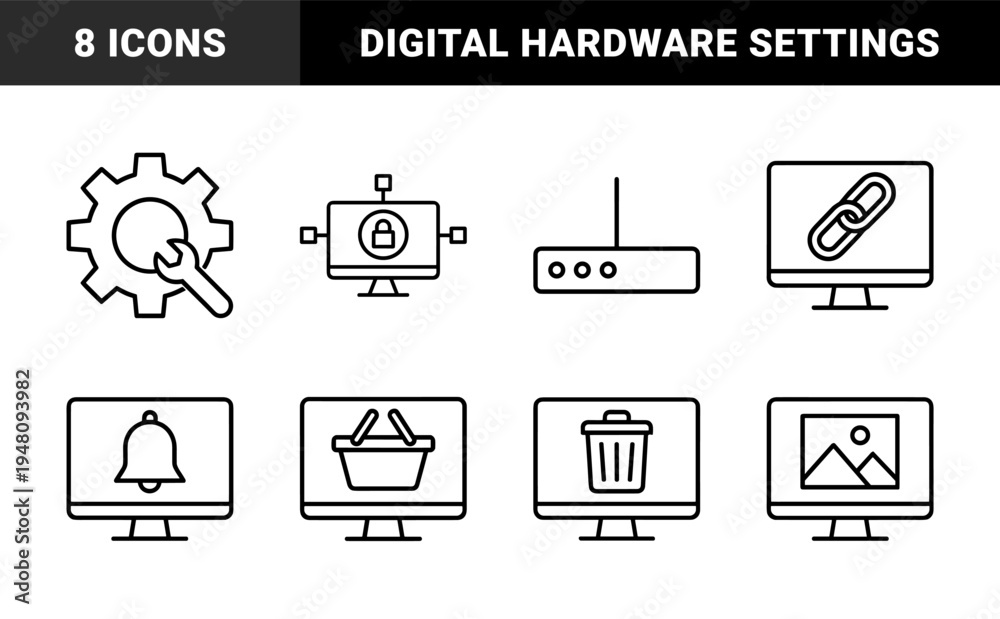 Computer Insertion Point Icon Computer interface and technology line icon set. Vector pictograms of ...