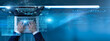 © CyberFrame - Specialist using laptop with content management system on keyboard and analysis digital media organization, website publishing tools, document control, workflow management, and online content strategy