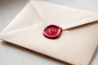 © NovaVision - Elegant beige envelope sealed with a red wax seal featuring a heart emblem