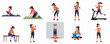 © Haimura - Flat Graphic Set of Woman Doing Various Fitness and Sport Activities
