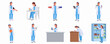 © Haimura - Flat Design Set of Female Doctor Doing Different Activities Illustration
