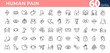 © RI Rafiq - Human pain line icon set. Body ache, head, hand, leg, abdomen, chest, hand, toes, sickness, illness, injury, infection, symptom outline icons. Editable vector stroke