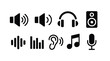 © DRISTY - Audio music icons sound volume headphones speaker solid style