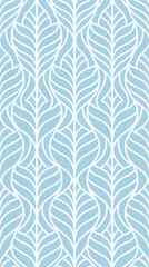  Seamless abstract pattern with stylized white leaves on a light blue background