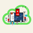 © creative - Cloud healthcare digital telemedicine and medical data analysis concept vector illustration