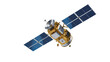 © Oisin - Advanced communication satellite with large blue solar panels and golden body, isolated PNG, for space technology and global connectivity concepts
