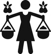 © AI Designer - Woman Figure Balancing Baskets of Produce Representing Harvest and Trade