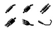© gunzexx png and bg - collection of exhaust pipe, 6 filled black minimal icon vector set , white background , PNG and SVG isolate