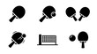 © gunzexx png and bg - collection of table tennis paddle, 6 filled black minimal icon vector set , white background , PNG and SVG isolate