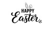 © ABU IMAGE - Easter greeting card with bunny ears and happy easter text on isolated white background for holiday