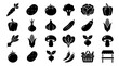 © Bon - Vegetable icons set black silhouette.
