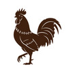 © Modina Khatun - Brown rooster standing on one leg with feathers and comb on head  farm animal silhouette
