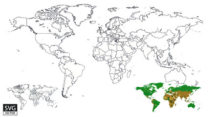  World Map with Agricultural Land Highlighted in Green and Brown Tones