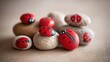 © Liew - Collection of hand-painted ladybug stones, charming garden decorations and artful crafts for outdoor display