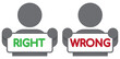 © Raju - Right and Wrong Decision Making Concept Vector Illustration with Two Figures Holding Signs, Representing Choices and Ethical Dilemmas