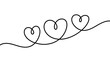 © Mushtaq - minimalist continuous line drawing of three hearts love romance concept simple outline vector illustration isolated