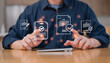 © cherdchai - Businessman present virtual screen in concept of practices and policies , procedure company articles of association Terms and Conditions compliance rules and law regulation policy