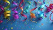 © Rumah - Colorful streamers and confetti rain down against a vibrant blue background