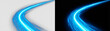 © Pixora - Blue neon light speed trail, smooth glowing motion blur streaks, electric fiber optic curve lines, transparent PNG background, perfect for technology, futuristic, sci-fi, and dynamic design overlays