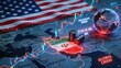 © Bhavesh - USA Iran Conflict Impact on Global Oil Market with Financial Charts American Flag and Geopolitical Energy Crisis Concept
