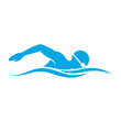 © zulvida - Blue silhouette of a swimmer doing front crawl stroke