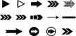 © Maruf - Modern black arrow icon set collection, minimalist direction arrows, navigation pointer symbols, fast forward signs, UI UX interface elements isolated vector style