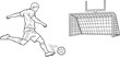© Sabit - Vector illustration of soccer player kicking ball towards goal