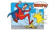 © BangTeko - Superhero slips on banana peel comic illustration concept mistake mishap accident