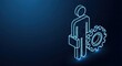 © Moon Guy - Business man icon with briefcase and gear, representing professional work and industrial processes