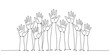 © Vasyl Yurlov - Hands raised up one line continuous drawing, Teamwork, Collaboration, Classroom, Diversity. Editable stroke